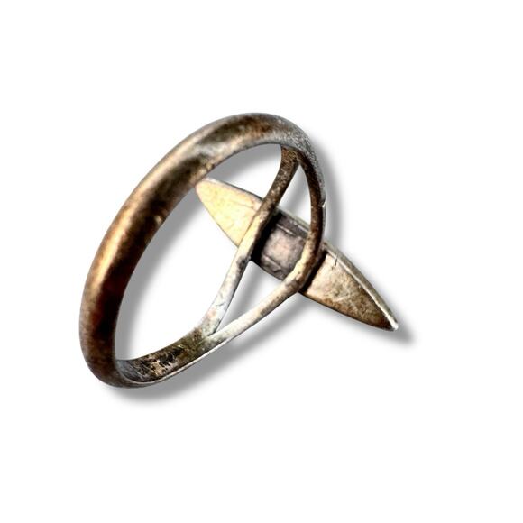 Vintage Sterling Silver Turquoise Chip Inlay Southwest Marquise 925 Band Ring 8 - Picture 3 of 5